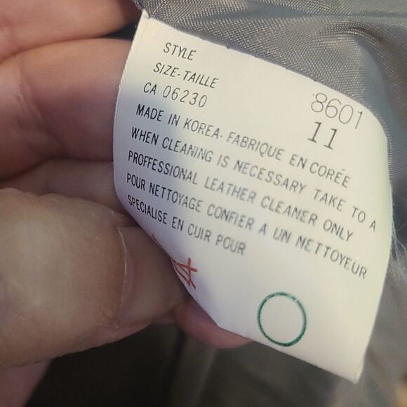 Size 11 Stylman International Grey Cotton and Leather Patchwork Jacket - Picture 9 of 10